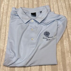 TravisMathew Light Blue Striped Polo Shirt